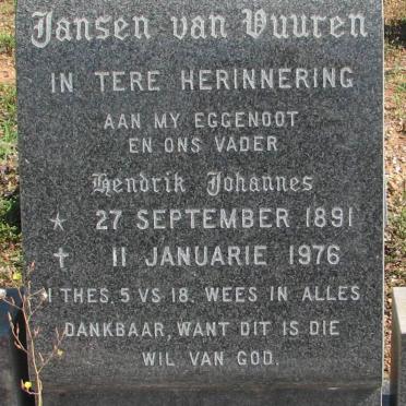 VUUREN Hendrik Johannes, Jansen van 1891-1976