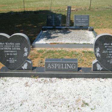 ASPELING Jan Gerhardus 1937-2000 &amp; Jacomina Louisa PRETORIUS 1937-