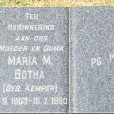 BOTHA Maria M. nee KEMPER 1903-1980