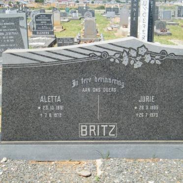 BRITZ Jurie 1885-1973 &amp; Aletta 1891-1972