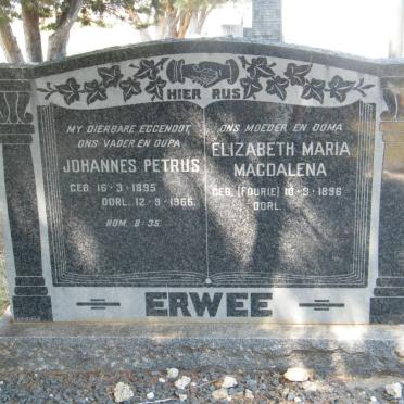 ERWEE Johannes Petrus 1895-1966 &amp; Elizabeth Maria Magdalena FOURIE 1896-