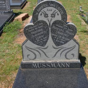 MUSSMANN Hendrik Johannes Louw 1914-1987 &amp; Martha Maria DE KLERK 1930-1995