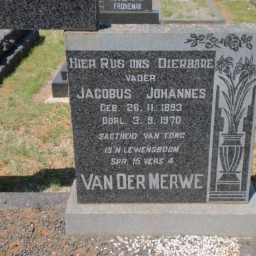 MERWE Jacobus Johannes, van der 1893-1970