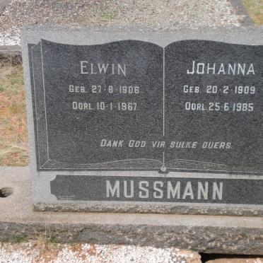 MUSSMANN Elwin 1906-1967 &amp; Johanna 1909-1985