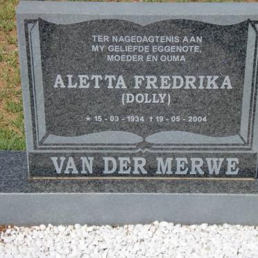 MERWE Aletta Fredrika ,van der 1934-2004