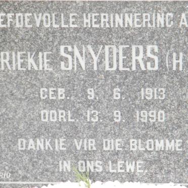 SNYDERS H.E. 1913-1990