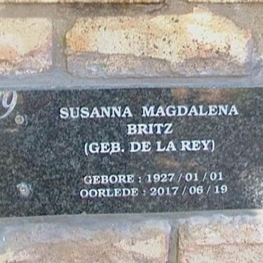 BRITZ Susanna Magdalena nee DE LA REY 1927-2017