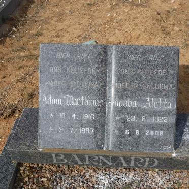 BARNARD Adam Marthinus 1916-1987 &amp; Jacoba Aletta 1923-2008