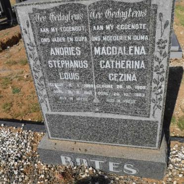 BOTES Andries Stephanus Louis 1888-1951 &amp; Magdalena Catherina Gezina 1909-1983