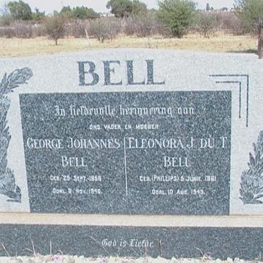 BELL George Johannes 1858-194? &amp; Eleonora J.du T. nee PHILLIPS 1861-1949