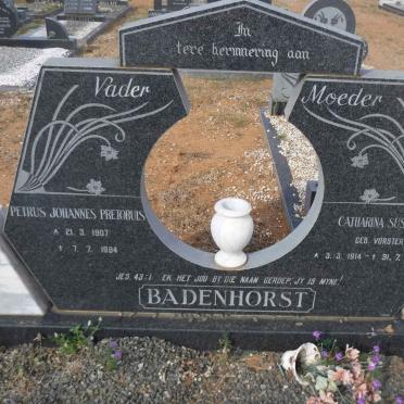 BADENHORST Petrus Johannes Pretorius 1907-1984 &amp; Catharina Susanna  VORSTER 1914-1987