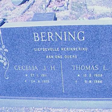 BERNING Thomas L. 1908-1986 &amp; Cecelia J.H. 1911-1975