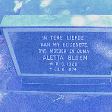 BLOEM Aletta 1920-1974