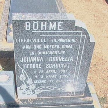 BÖHME Johanna Cornelia nee SCHÜCKE 1887-1985