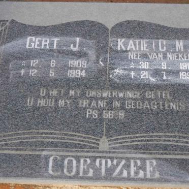 COETZEE Gert J. 1909-1994 &amp; C.M.M. VAN NIEKERK 1910-1995