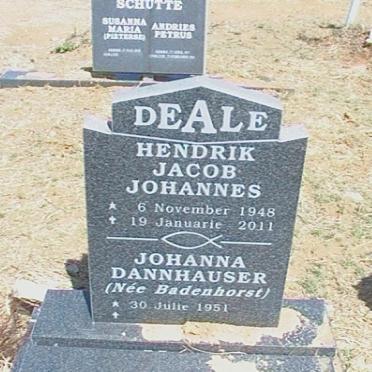 DEALE Hendrik Jacob Johannes 1948-2011 &amp; Johanna Dannhauser BADENHORST 1951-