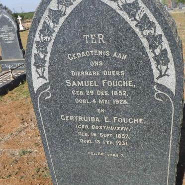 FOUCHE Samuel 1852-1928 &amp; Gertruida E. OOSTHUIZEN 1857-1931