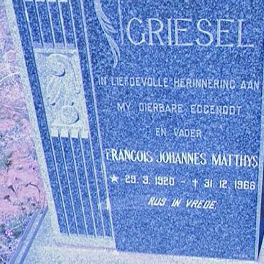 GRIESEL Francois Johannes Matthys 1920-1966