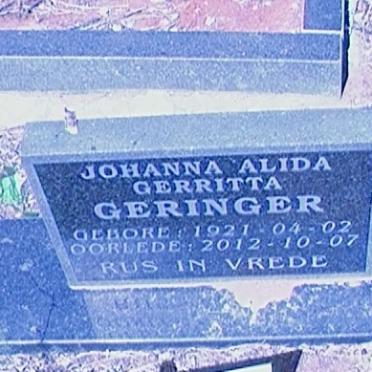 GERINGER Johanna Alida Gerritta 1921-2012