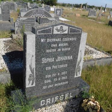 GRIESEL Sophia Johanna nee PRETORIUS 1927-1963