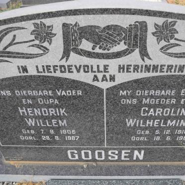 GOOSEN Hendrik Willem 1905-1987 &amp; Carolina Wilhelmina P. 1916-1981