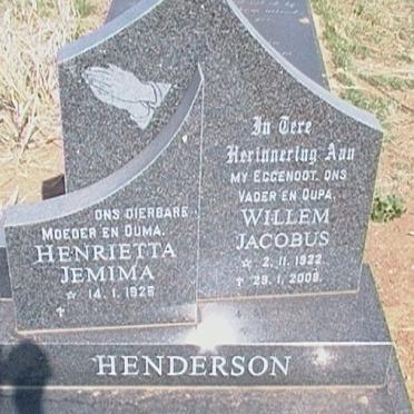 HENDERSON Willem Jacobus 1922-2008 &amp; Henrietta Jemima 192?-