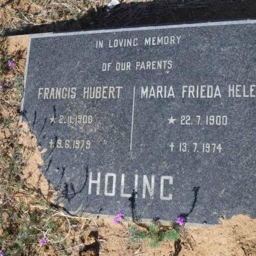 HOLING Francis Hubert 1900-1979 &amp; Maria Frieda Helen 1900-1974