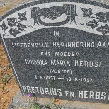 HERBST Johanna Maria nee VENTER 1867-1937