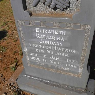 JORDAAN Elizabeth Katharina voorheen HAVENGA nee VILJOEN 1871-1948
