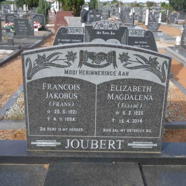 JOUBERT Francois Jakobus 1921-1994 &amp; Elizabeth Magdalena 1925-2014