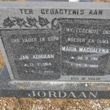JORDAAN Jan Adriaan 1914-1995 &amp; Maria Magdalena 1916-1989