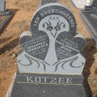 KOTZEE Johannes Gerhardus 1916-1986 &amp; Sara Johanna Maria 1923-2008