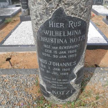 KOTZE Amos Johannes 1906-1985 &amp; Wilhelmina Christina VAN RENSBURG 1906-1959