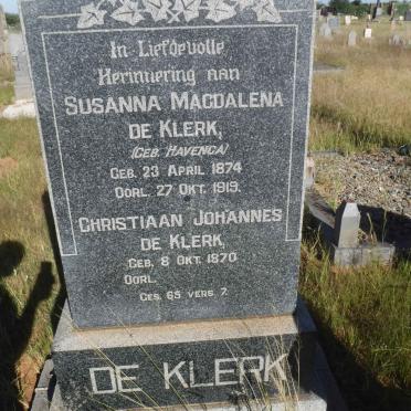KLERK Christiaan Johannes, de 1870- &amp; Susanna Magdalena HAVENGA 1874-1919