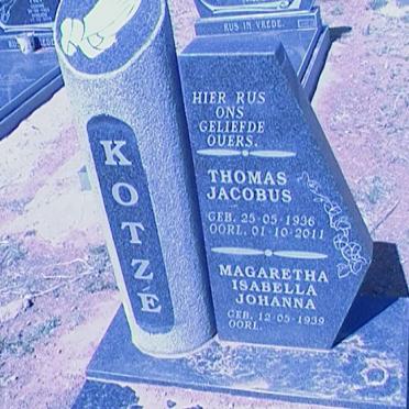 KOTZE Thomas Jacobus 1936-2011 &amp; Magaretha Isabella Johanna 1939-
