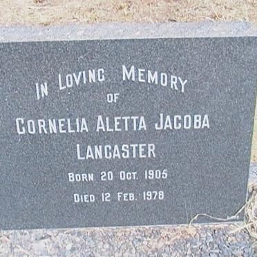 LANCASTER Cornelia Aletta Jacoba 1905-1978