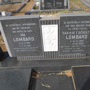 LOMBARD Dan 1902-1981 &amp; Jakkie SCHOLTZ 1908-2000
