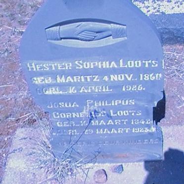 LOOTS Josua Philipus Cornelius 1842-1923 &amp; Hester Sophia MARITZ 186?-1925