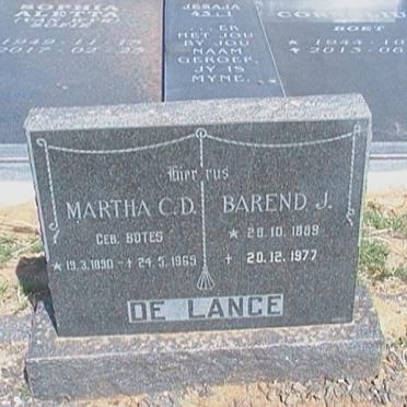 LANGE Barend J., de 1889-1977 &amp; Martha C.D. BOTES 1890-1965