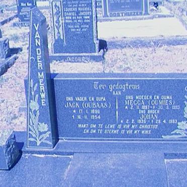 MERWE Jack, van der 1896-1954 &amp; Mecca 1897-1993 :: VAN DER MERWE Johan 1935-19?3