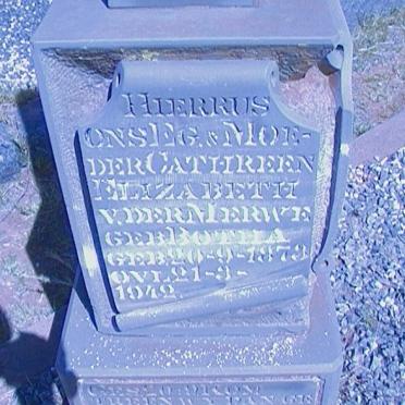 MERWE Cathreen Elizabeth, van der nee BOTHA 1873-1942