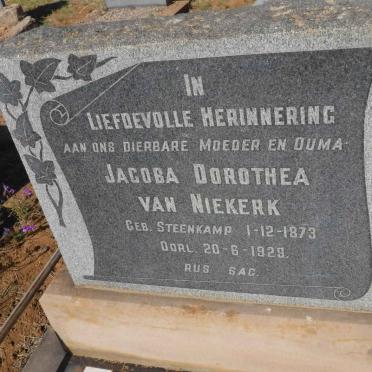 NIEKERK Jacoba Dorothea, van nee STEENKAMP 1873-1929
