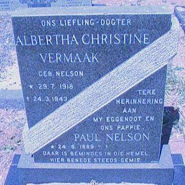 NELSON Paul 1889- :: VERMAAK Albertha Christine nee NELSON 1918-1943