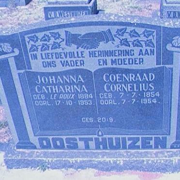 OOSTHUIZEN Coenraad Cornelius 1854-1954 &amp; Johanna Catharina LE ROUX 1884-1953