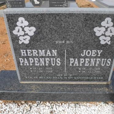 PAPENFUS Herman 1920-2004 &amp; Joey 1918-2011