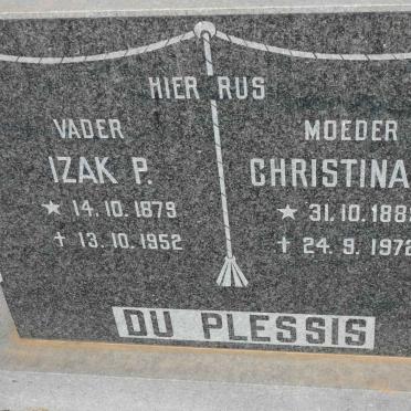 PLESSIS Izak P., du 1879-1952 &amp; Christina W. 1889-1972