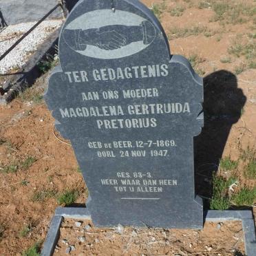 PRETORIUS Magdalena Gertruida nee DE BEER 1869-1947