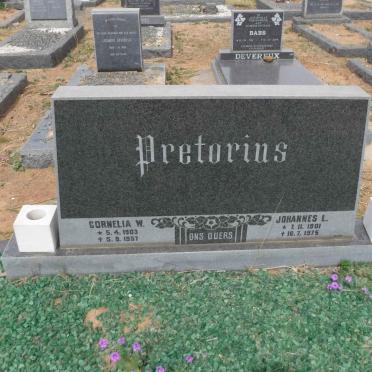 PRETORIUS Johannes L. 1901-1975 &amp; Cornelia W. 1903-1957