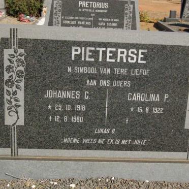 PIETERSE Johannes C. 1918-1980 &amp; Carolina P. 1922-