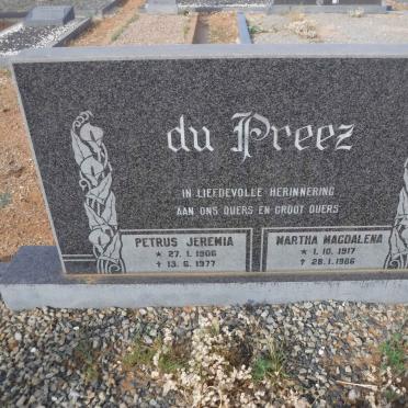 PREEZ Petrus Jeremia, du 1906-1977 &amp; Martha Magdalena 1917-1986